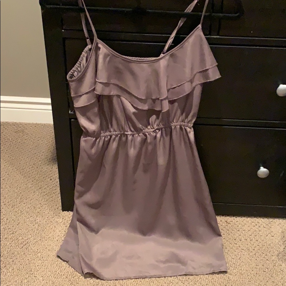 Taupe Ruffle Mini Dress